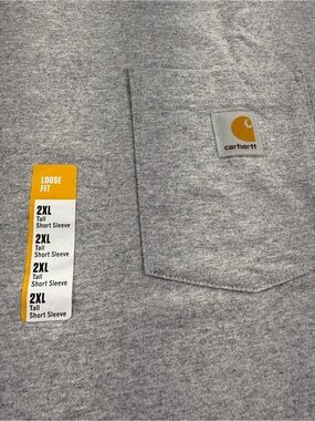 Carhartt Gray Short Sleeve Pocket T-Shirt with Yellow Logo Tag
